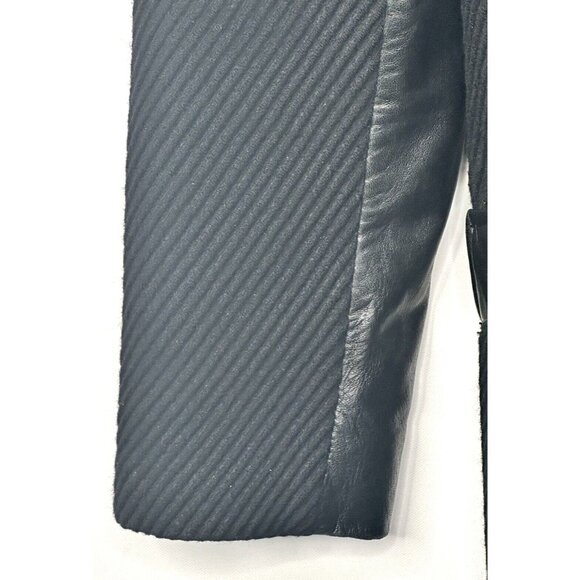 Danier Womens Wool Italian Leather Coat Ribbed Asymmetrical Button Up Lined S - Picture 7 of 16